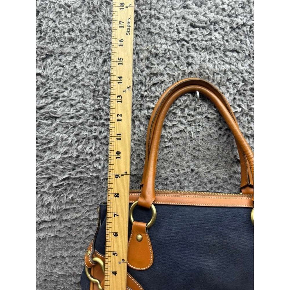 Vintage Burberry London Women' s Canvas Leather Trim Top Handle Bag‎ Navy Blue - Picture 16 of 16